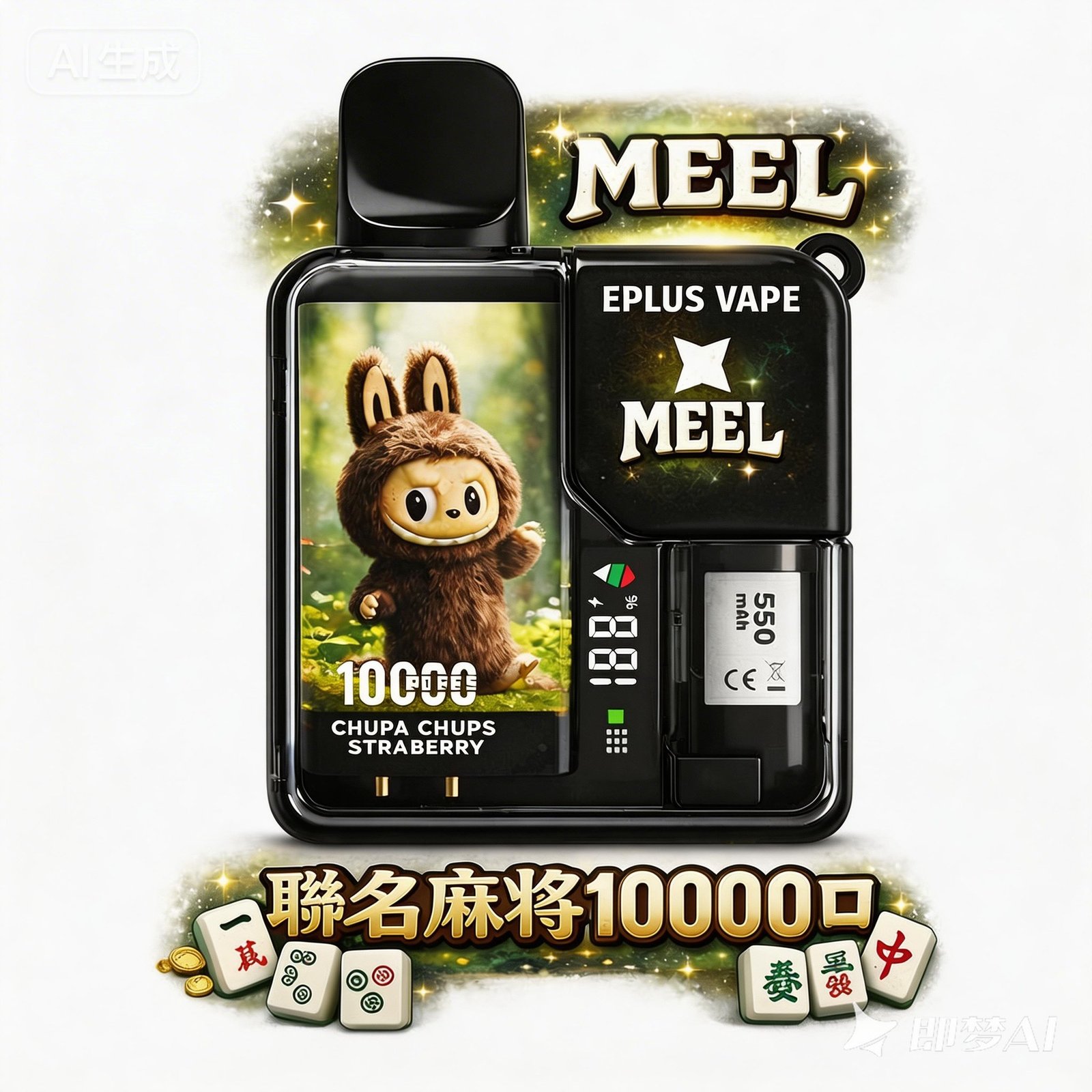 MEEL聯名 10000口巨量充電式主機 8.5ml旗艦級大容量 3%尼古丁鹽黃金比例 網狀芯口感始終如一 台灣現貨秒發